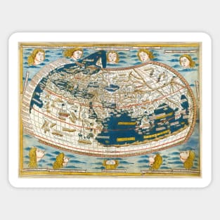 Ulm Ptolemy map of the world from 1482 Sticker